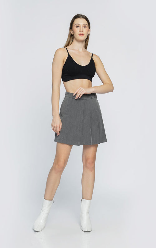 Arina Half Pleats Grey Skort - 288526