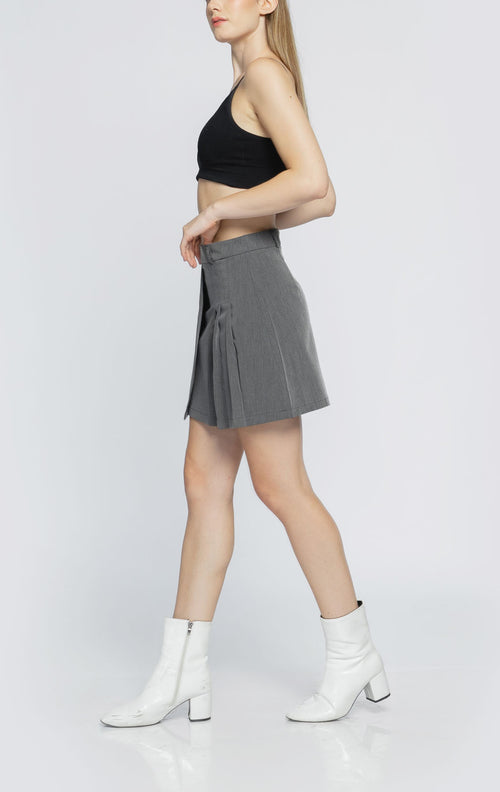 Arina Half Pleats Grey Skort - 288526