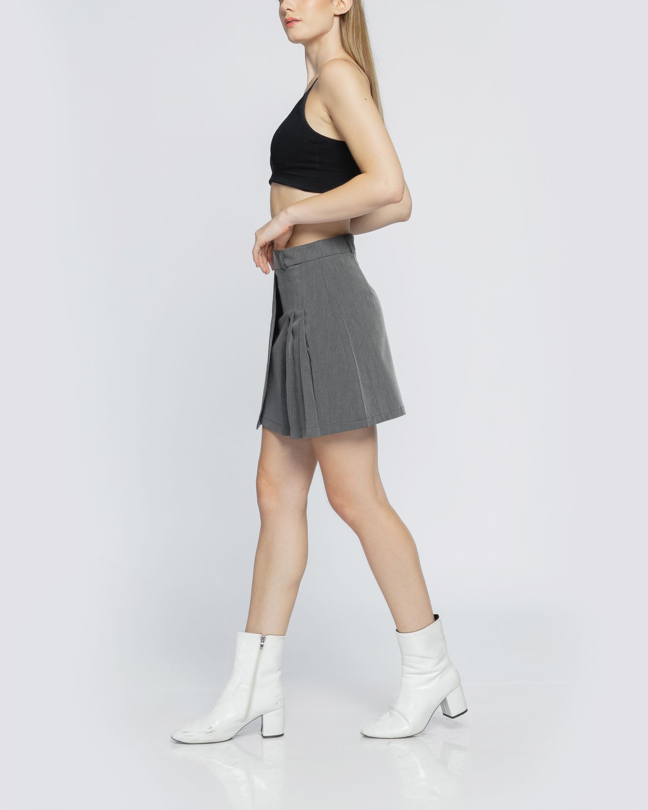 Arina Half Pleats Grey Skort - 288526