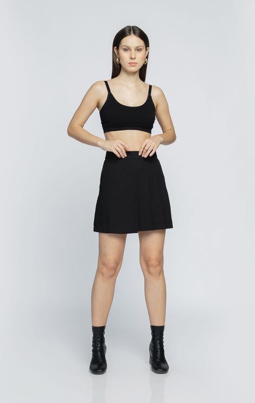 Arina Half Pleats Black Skort - 288527