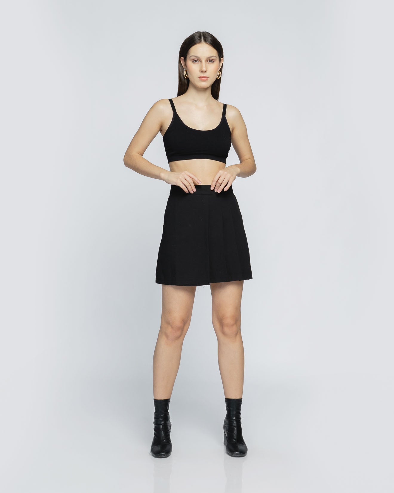 Arina Half Pleats Black Skort - 288527