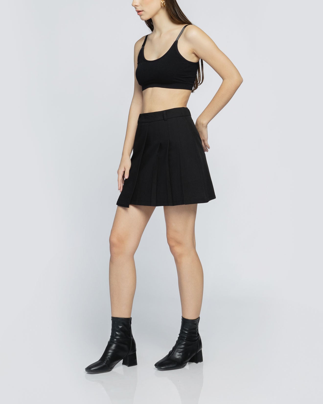 Arina Half Pleats Black Skort - 288527