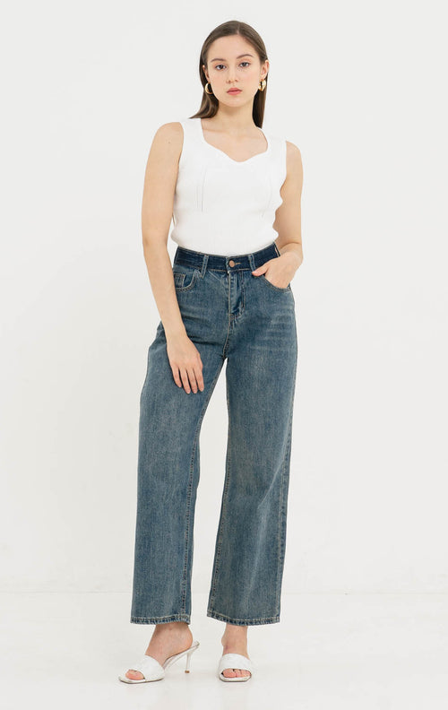 Aston Mom Denim Dark Denim Pants – Celana Jeans - Wanita - 288804