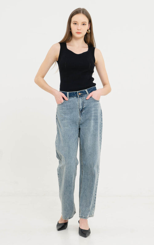 Aston Mom Denim Light Denim Pants – Celana Panjang Jeans Wanita - 288811