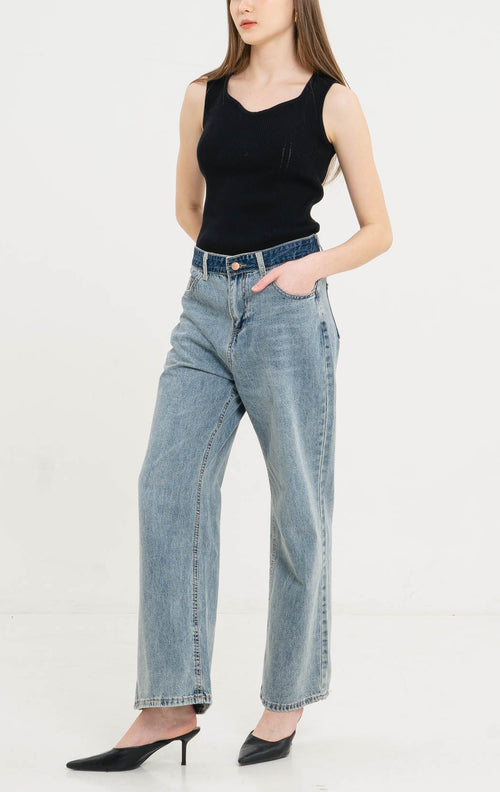 Aston Mom Denim Light Denim Pants – Celana Panjang Jeans Wanita - 288811