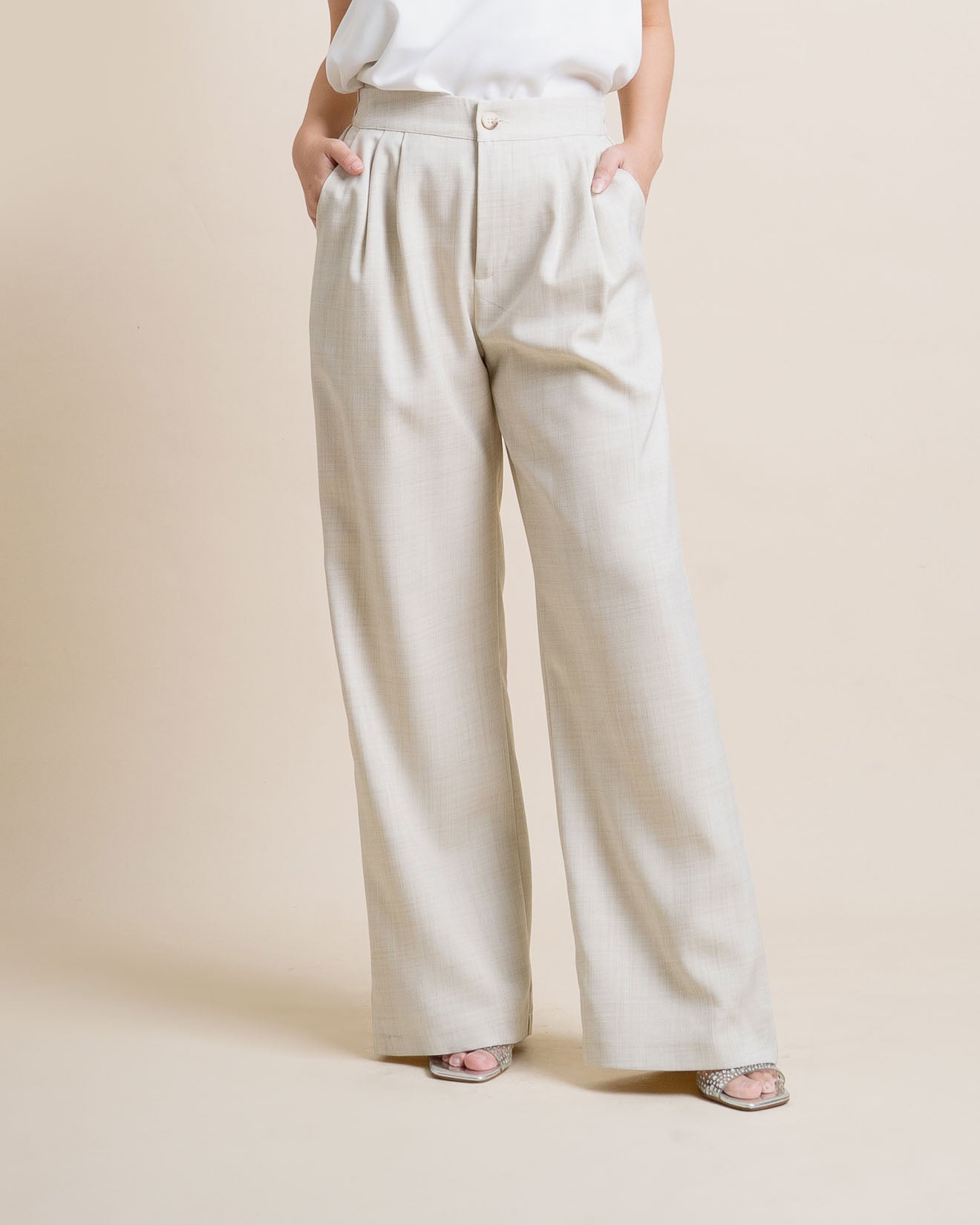 CNY Mandarin Wide Leg Ivory Pants – 288934