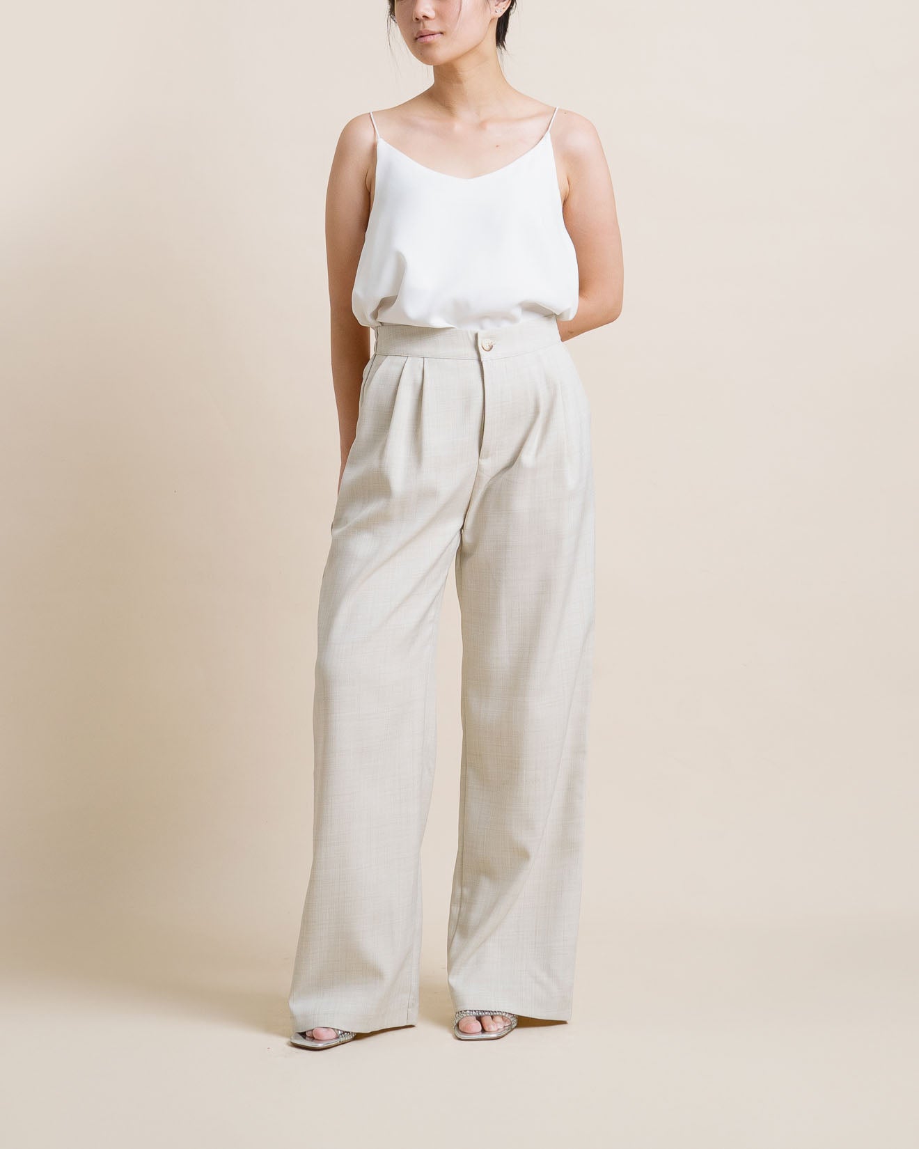 CNY Mandarin Wide Leg Ivory Pants – 288934