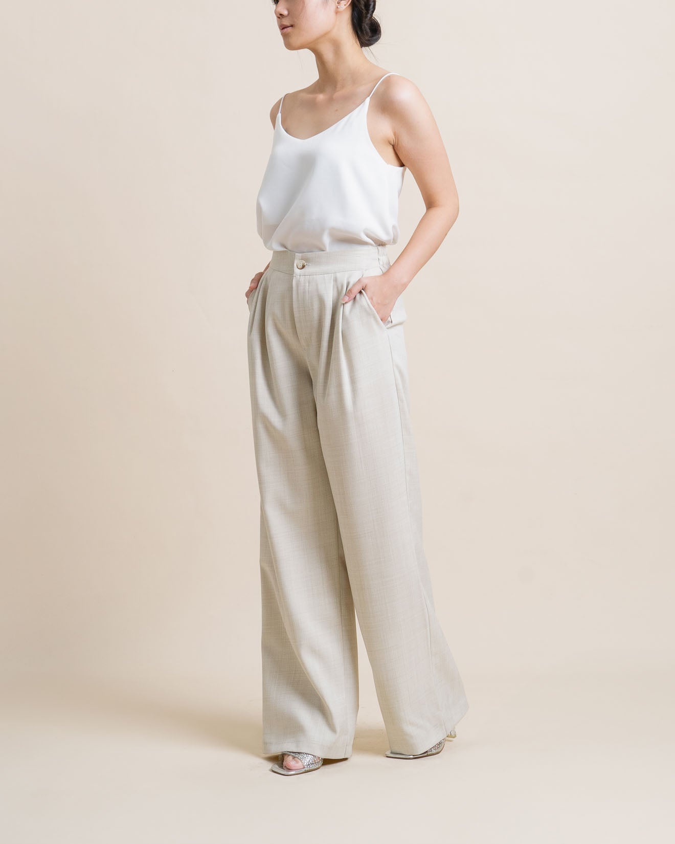 CNY Mandarin Wide Leg Ivory Pants – 288934