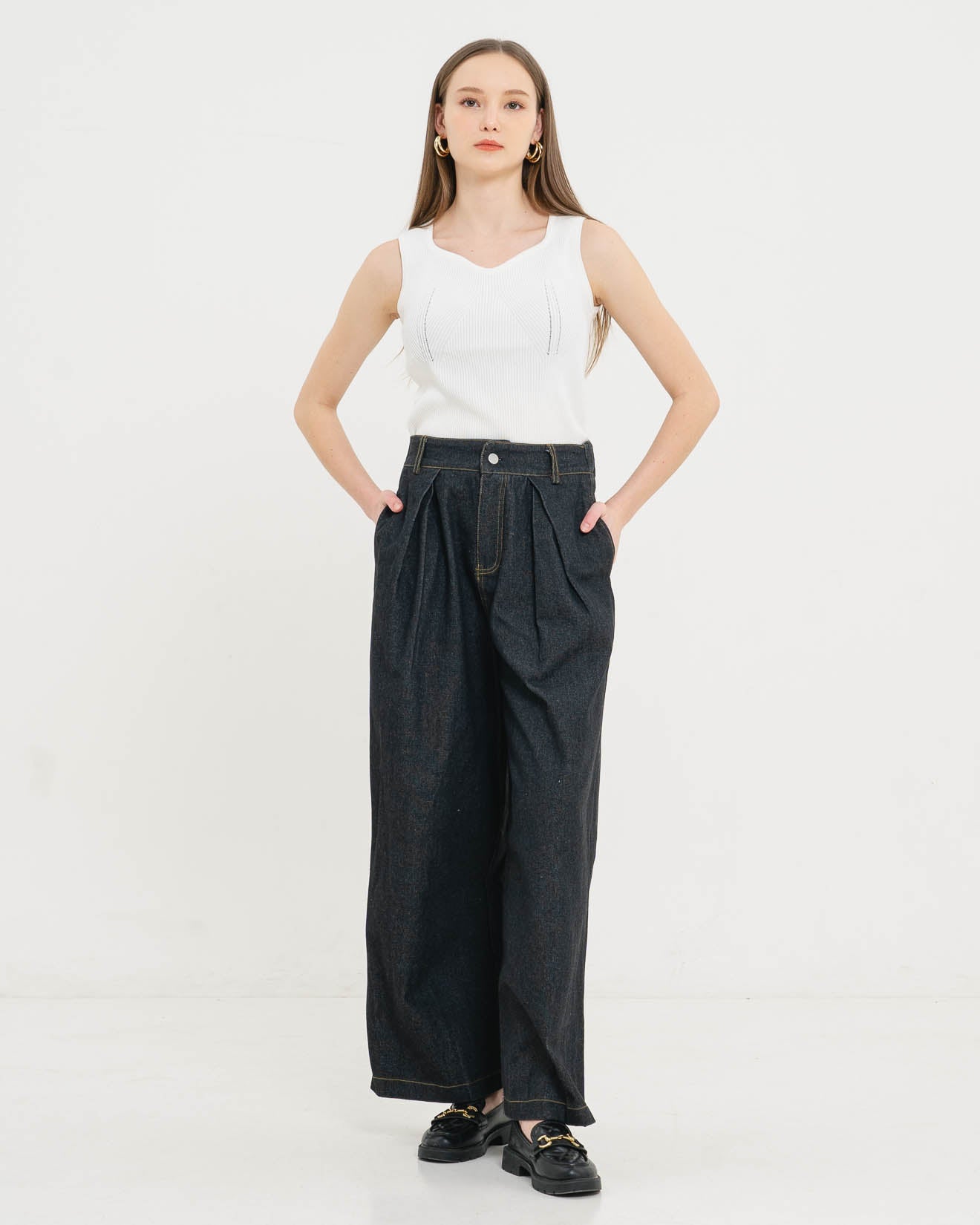 Kai Wide Denim Black Denim Pants – Celana Panjang Wanita - 288940