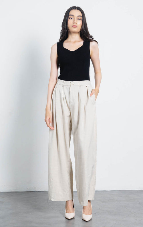 Acha Sinaga – Delano Wide Leg Ivory Pants – 288959