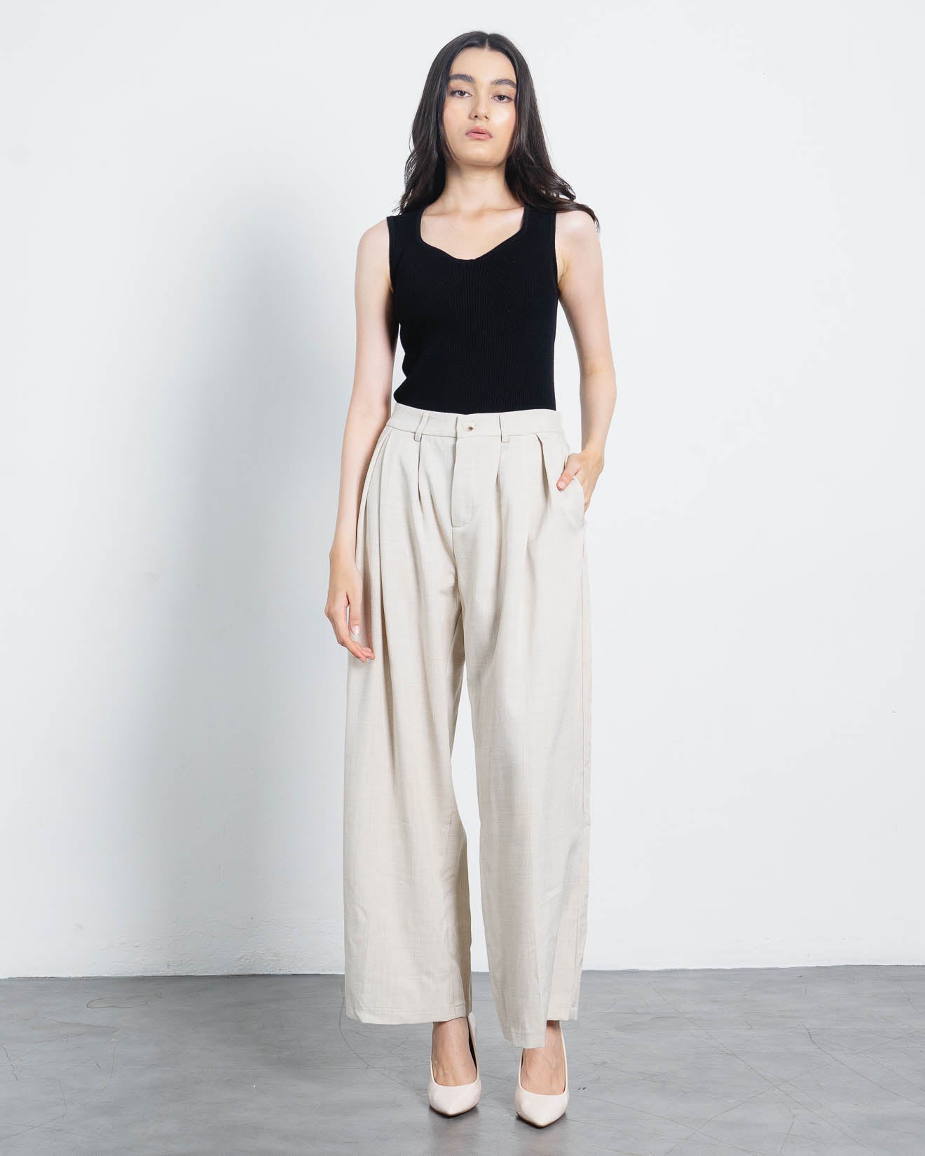 Acha Sinaga – Delano Wide Leg Ivory Pants – 288959