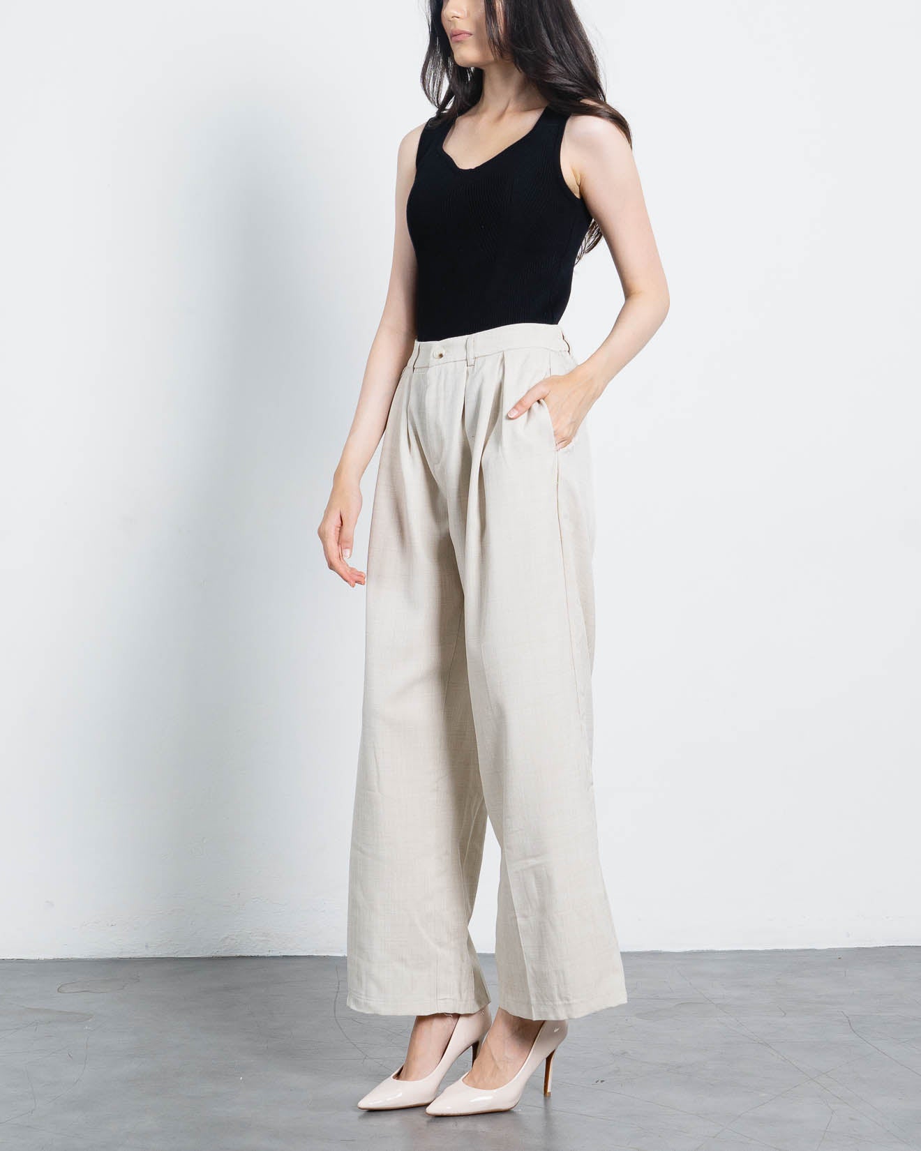 Acha Sinaga – Delano Wide Leg Ivory Pants – 288959