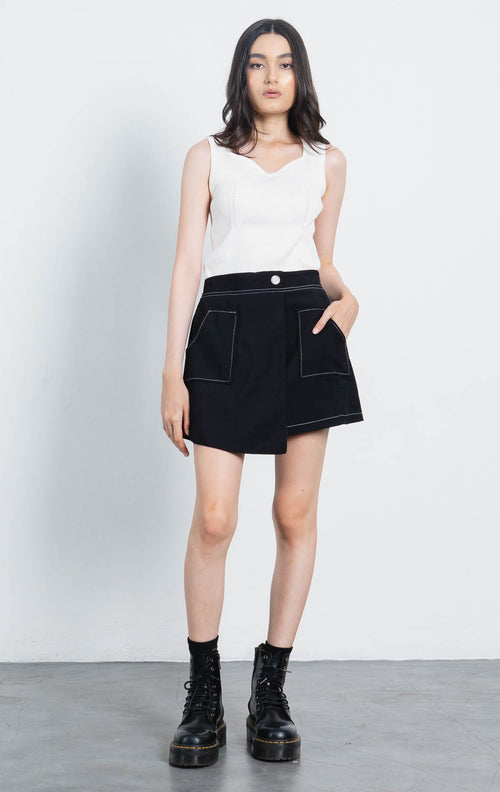 Acha Sinaga – Ara Wrap Black Skort – 288976