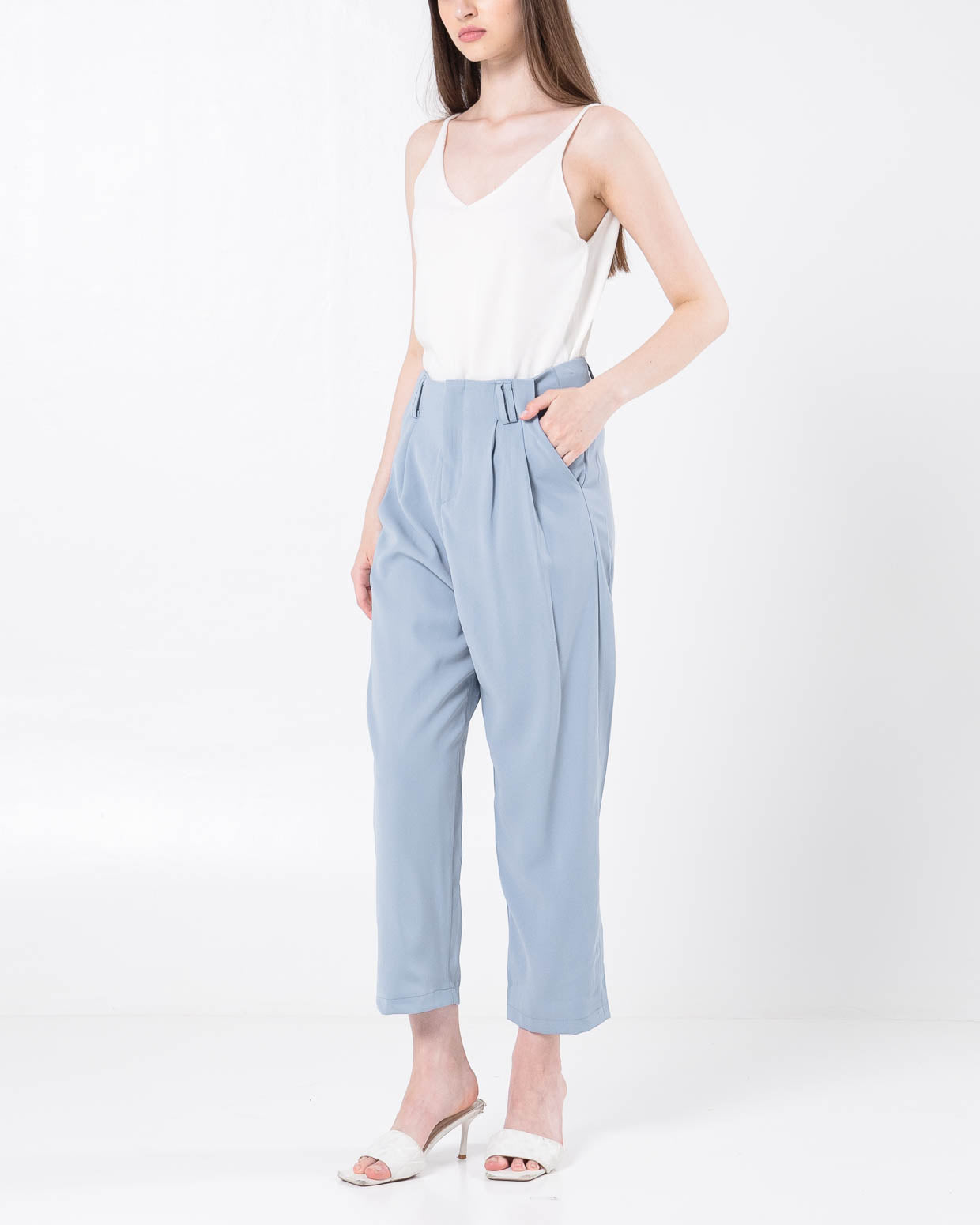 Denver Zipper Straight Blue Pants – Celana Panjang Wanita Formal - 288982