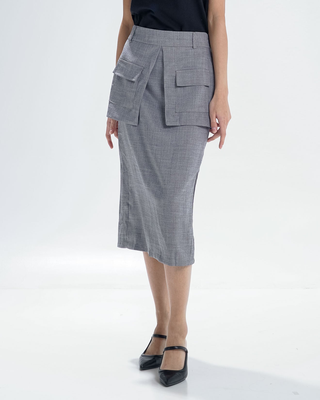 Silvia A-line Spun Grey Skirt – Rok Wanita Kekinian - 289206