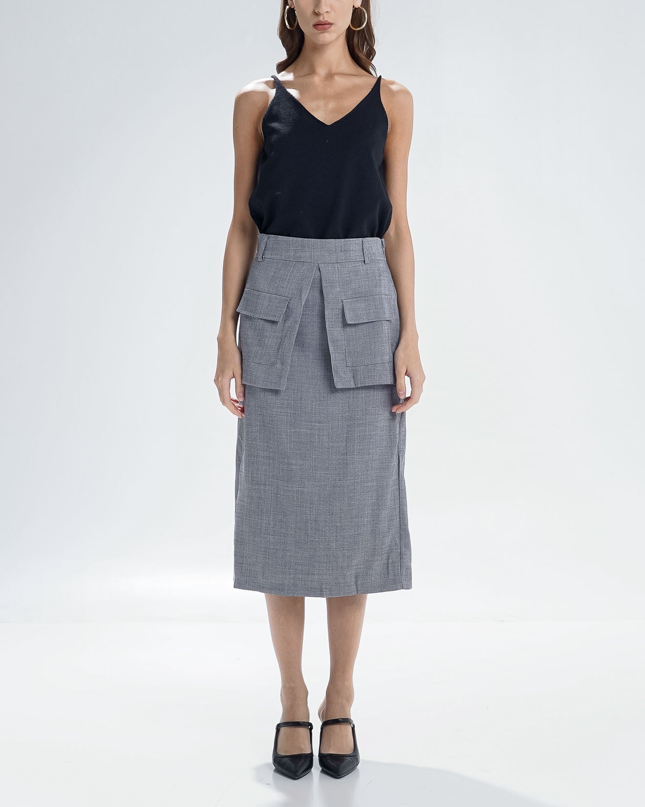 Silvia A-line Spun Grey Skirt – Rok Wanita Kekinian - 289206