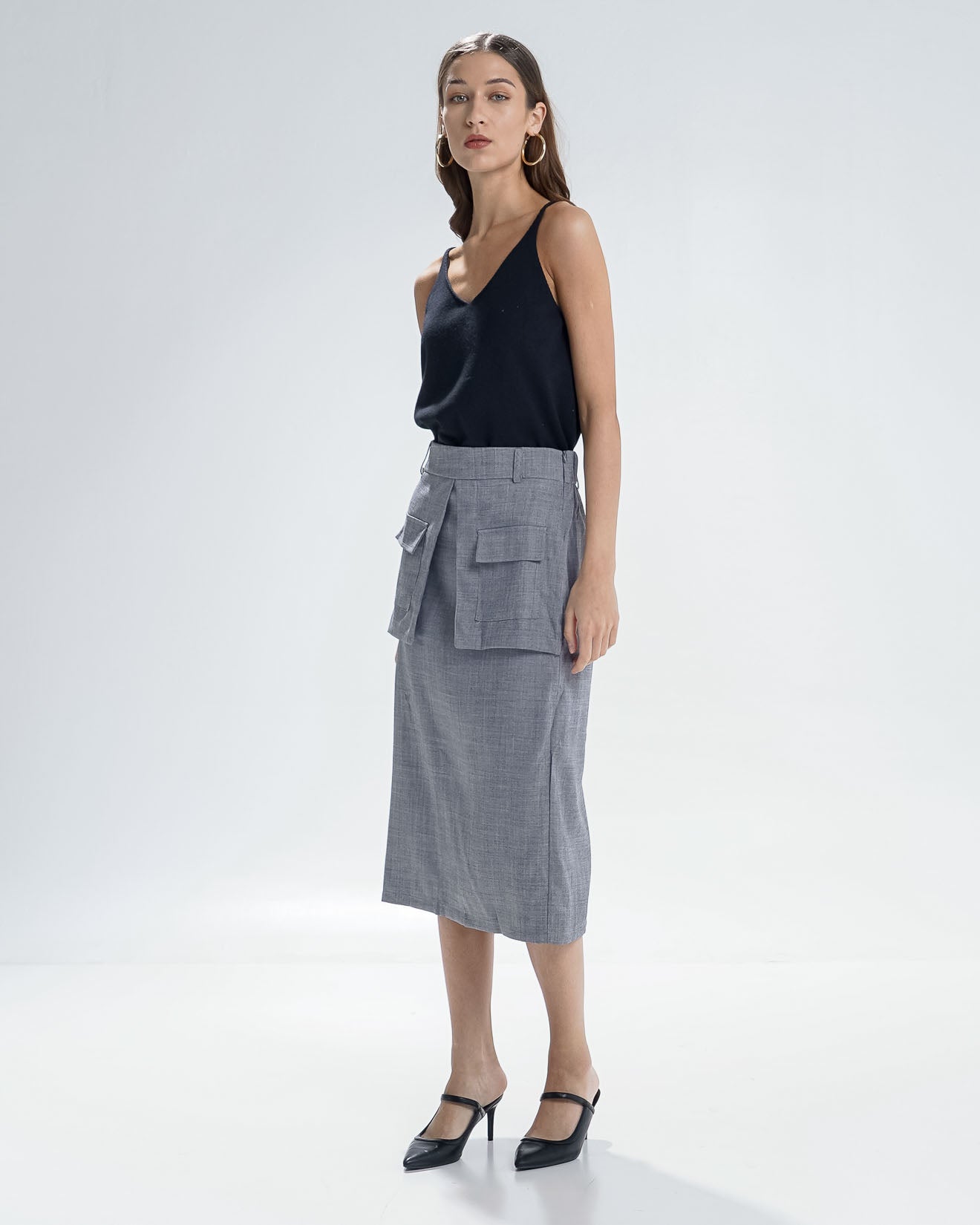 Silvia A-line Spun Grey Skirt – Rok Wanita Kekinian - 289206