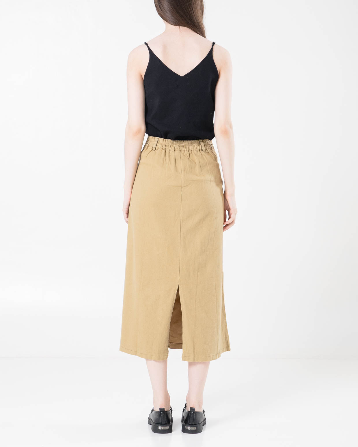 Karen A-Line Double Pocket Brown Skirt – Rok Panjang Wanita Casual - 289500