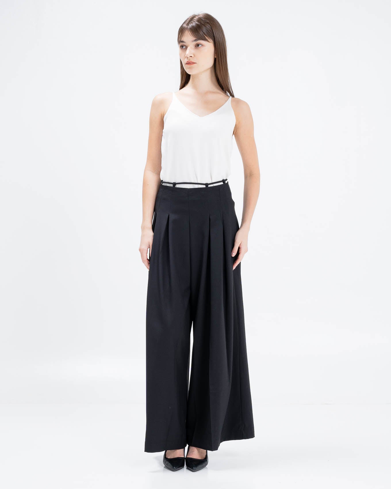 Narah Tie Belt Black Pants – Celana Kulot Wanita - 289524