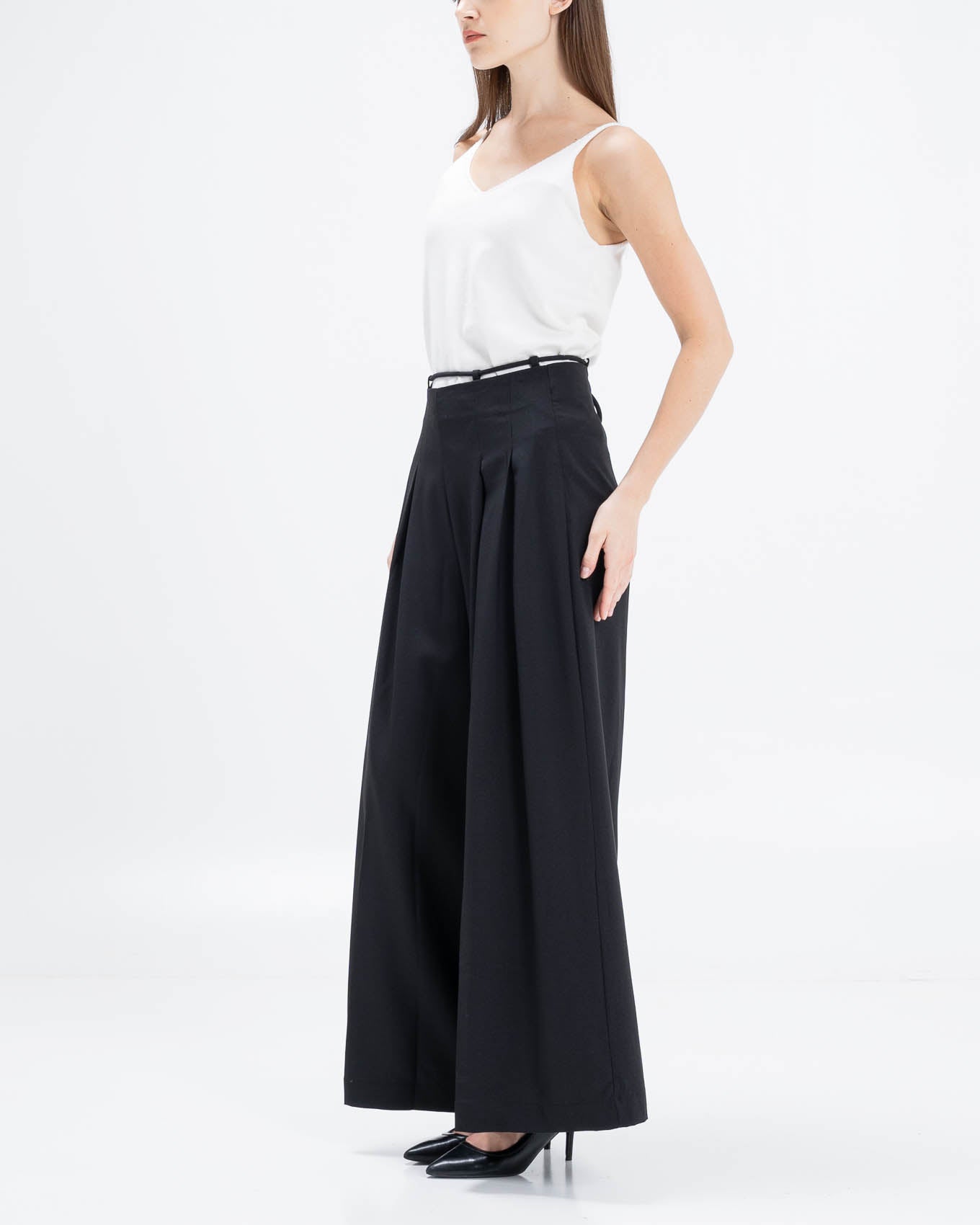 Narah Tie Belt Black Pants – Celana Kulot Wanita - 289524