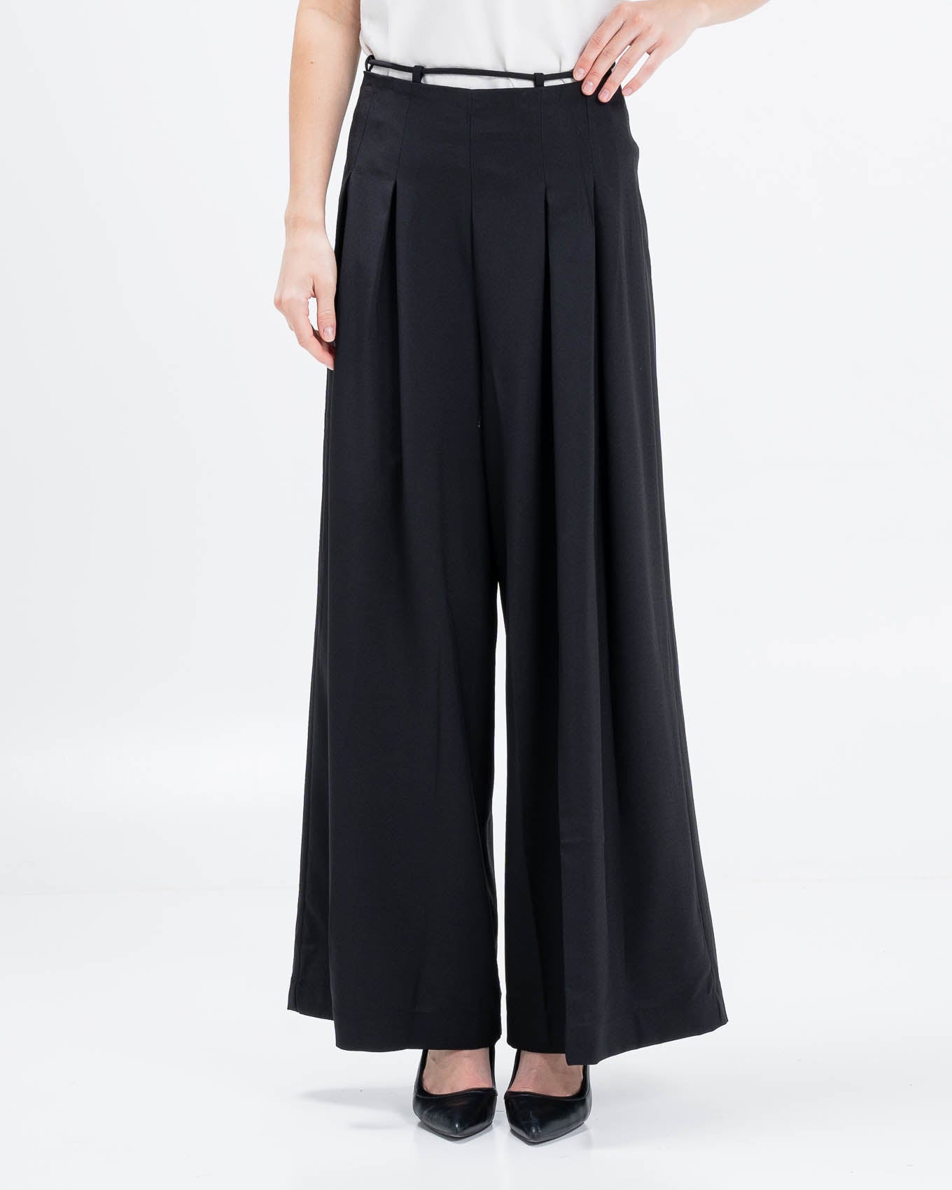 Narah Tie Belt Black Pants – Celana Kulot Wanita - 289524