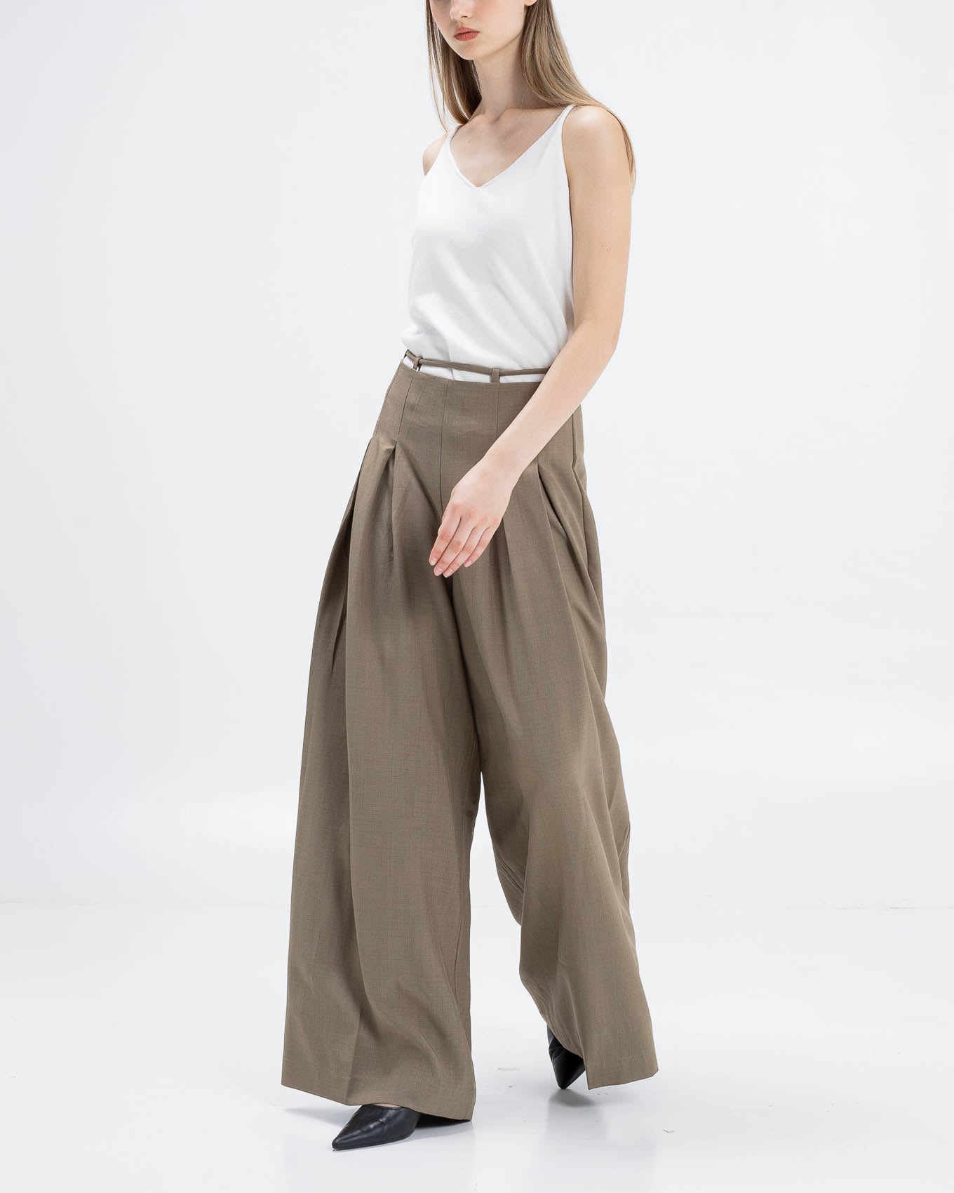 Narah Tie Belt Brown Pants – Celana Kulot Wanita - 289522