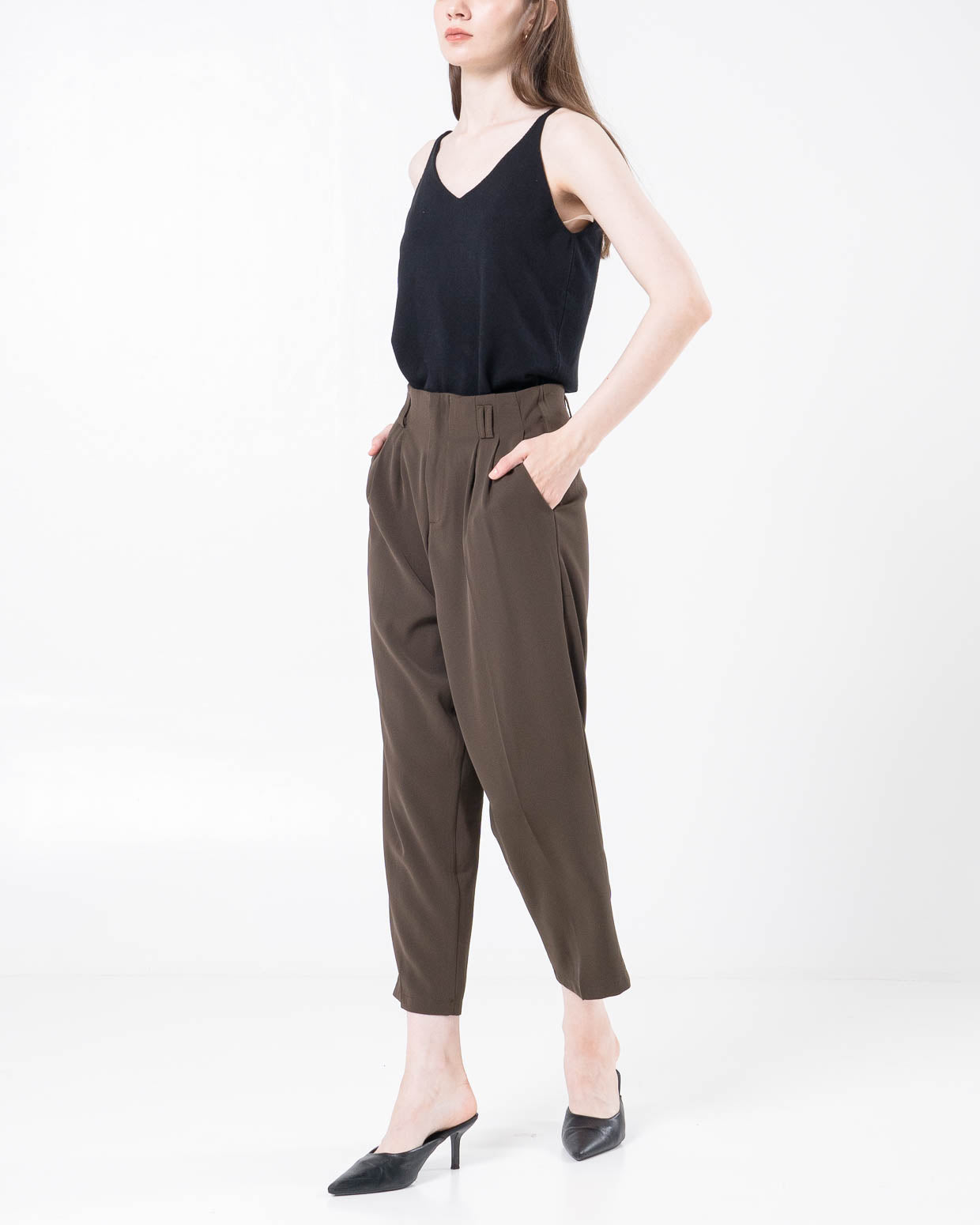 Luxio Zipper Straight Brown Pants – Celana Panjang Wanita - 289352