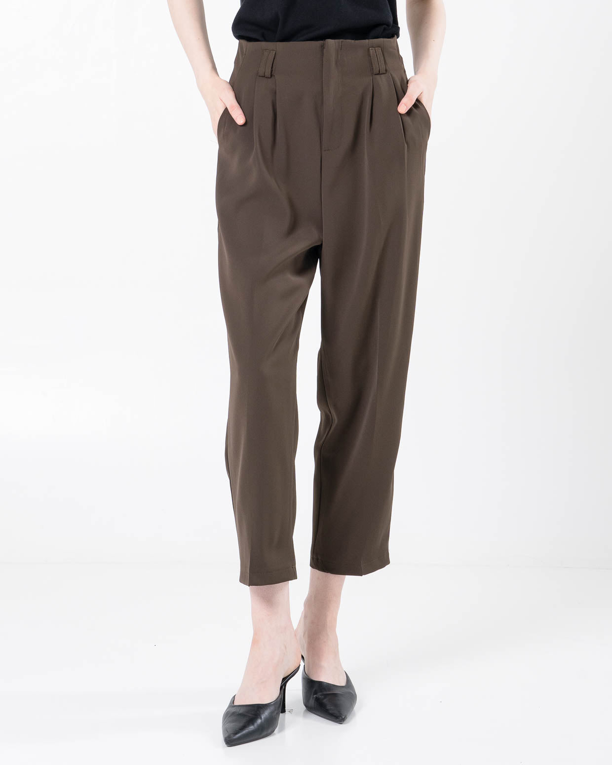 Luxio Zipper Straight Brown Pants – Celana Panjang Wanita - 289352