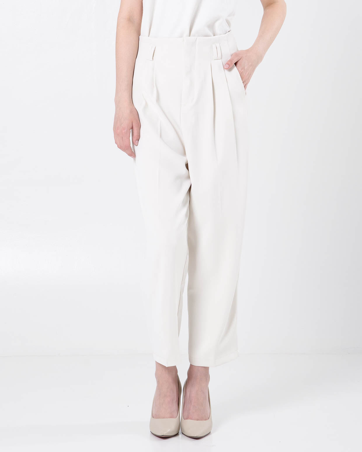 Denver Zipper Straight White Pants – Celana Panjang Wanita Formal - 288981