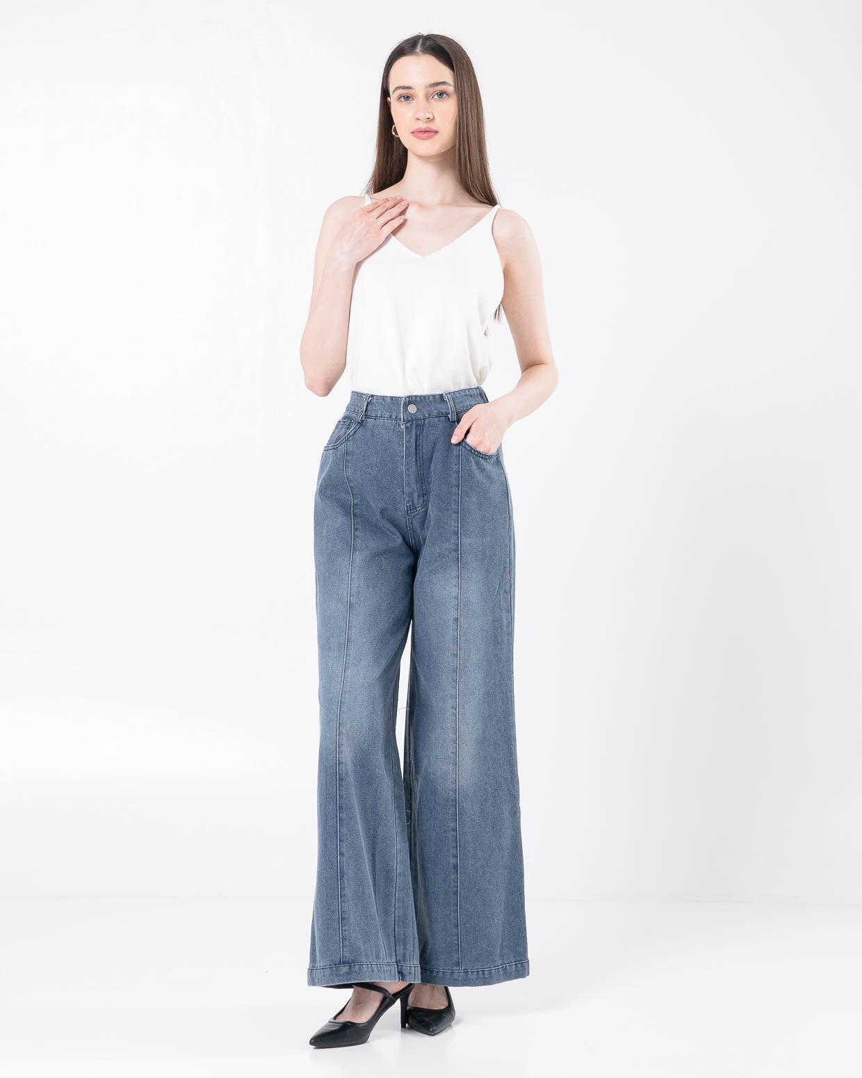 Ricardo Wide Leg Denim Pants – Ceana Kulot Panjang Wanita - 289700