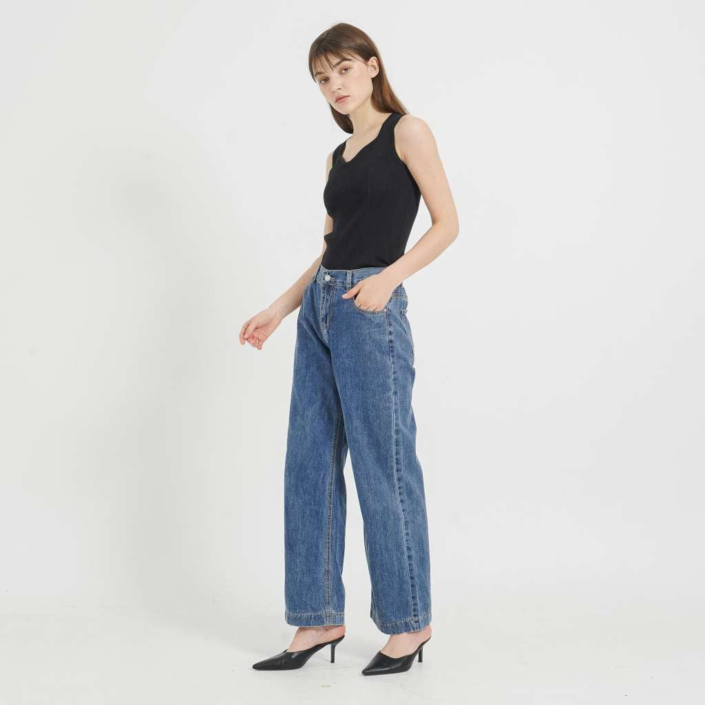 Zayn Straight Oversized Denim Pants - Celana Panjang Casual Wanita - 289800