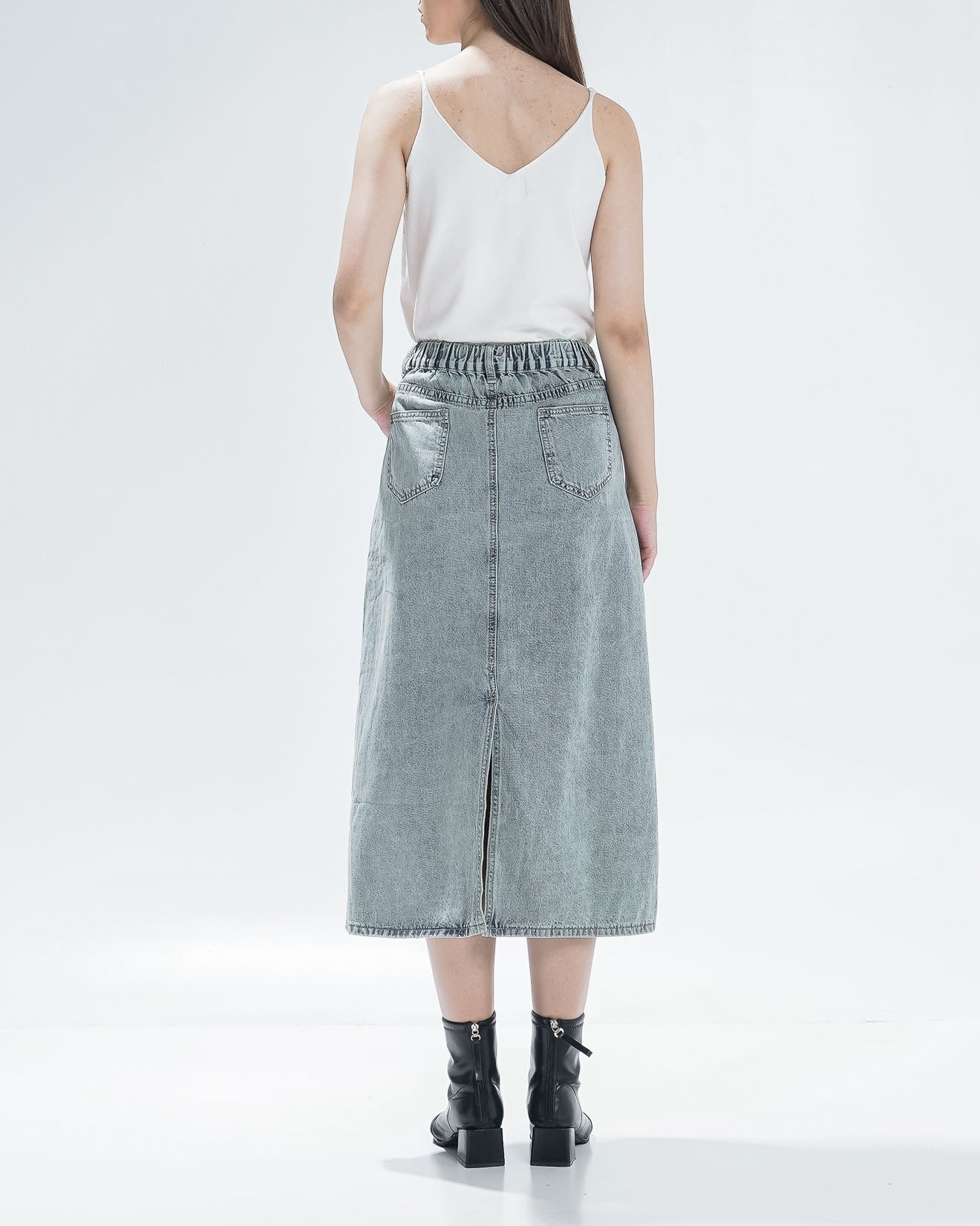 VienaA-Line Light Denim Skirt - Rok Midi Jeans Wanita - 289810