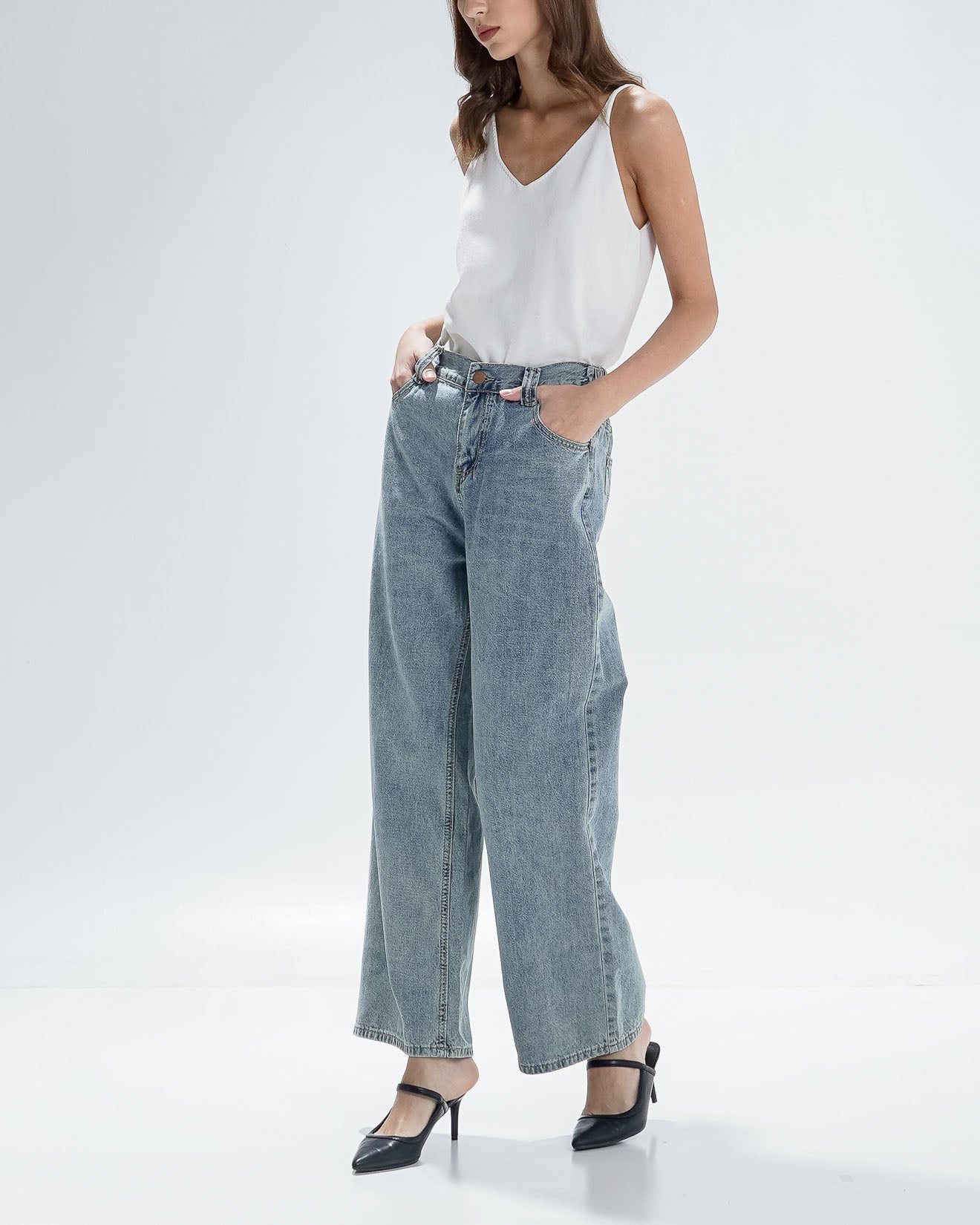 Louis Straight Denim Pants Light Denim - Celana Denim Wanita - 289818