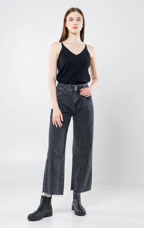 Arvio Straight Black Denim Pants – Celana Jeans Kulot Wanita - 289828