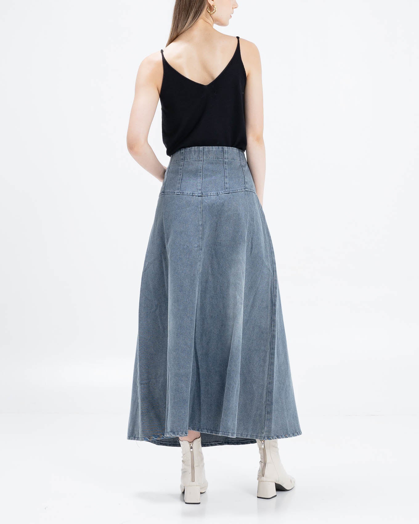 Luca A-Line Denim Skirt – Rok Denim Casual Wanita - Denim 289901 ( RESTOCK )