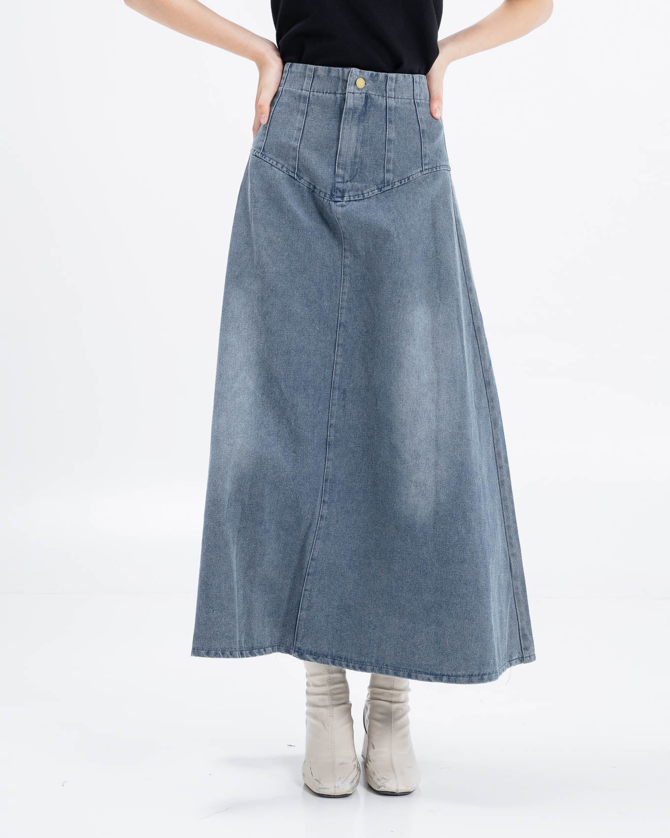 Luca A-Line Denim Skirt – Rok Denim Casual Wanita - Denim 289901 ( RESTOCK )