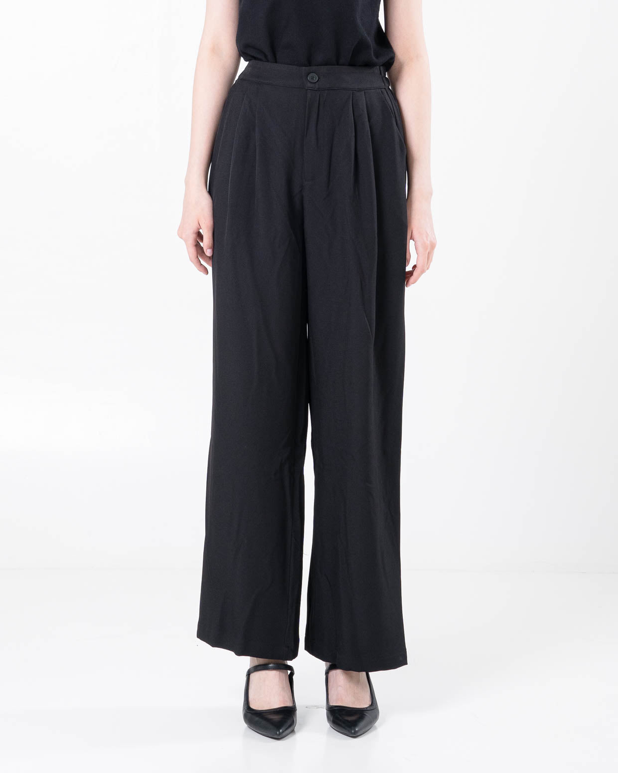 Mandarins Wide Leg Black Pants – Celana Kulot Panjang Wanita - 289909 ( RESTOCK )