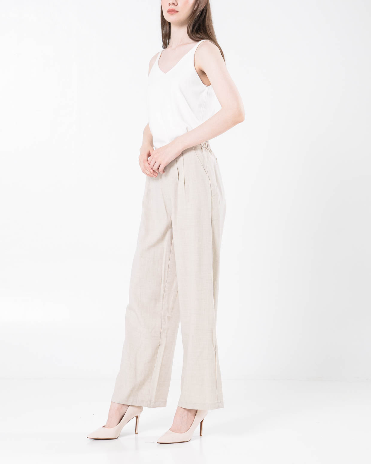 Mandarins Wide Leg Ivory Pants – Celana Kulot Panjang Wanita - 289907 ( RESTOCK )