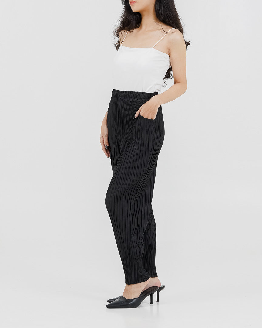 Celeste Pleats Pants Black - Celapa Panjang Wanita