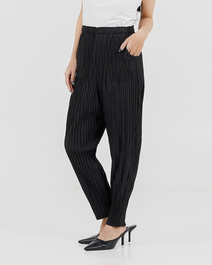 Celeste Pleats Pants Black - Celapa Panjang Wanita