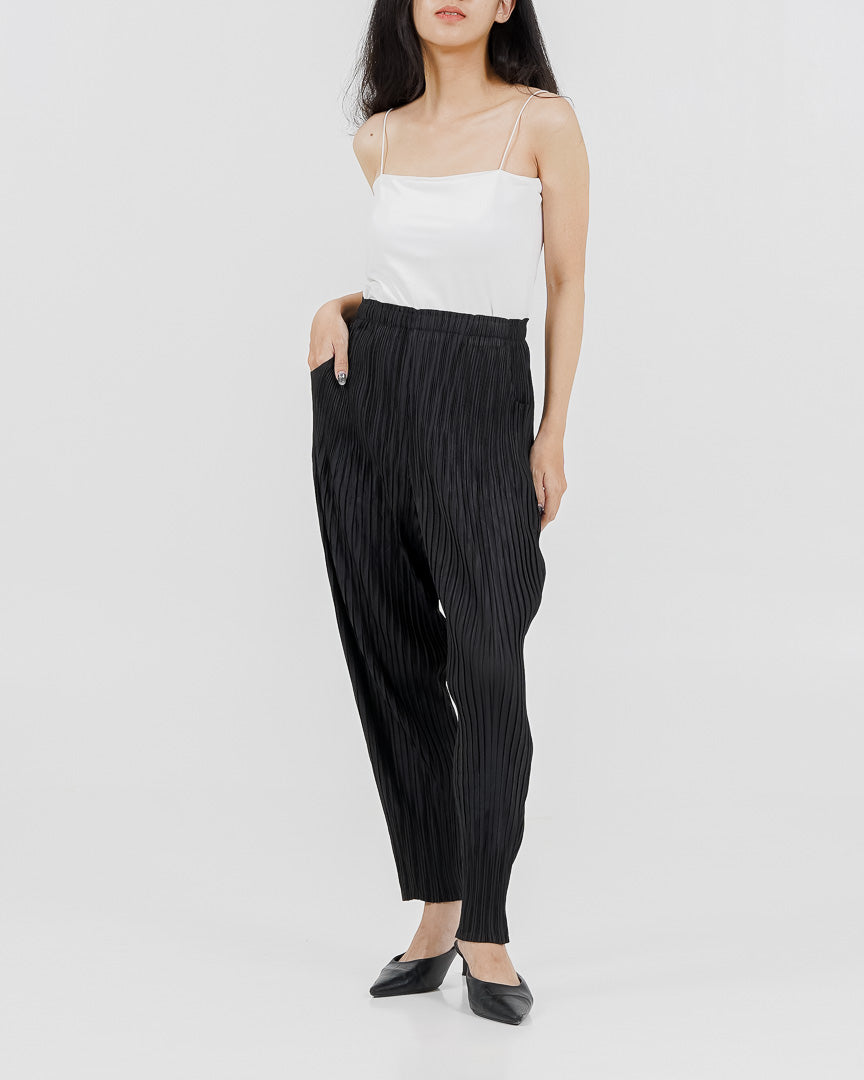 Celeste Pleats Pants Black - Celapa Panjang Wanita