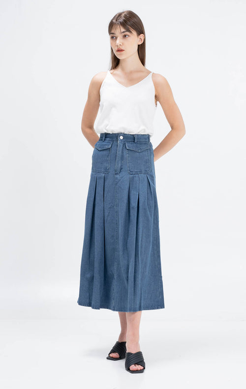 Trisha Boxy Denim Skirt – Rok Denim Casual Wanita - 289927