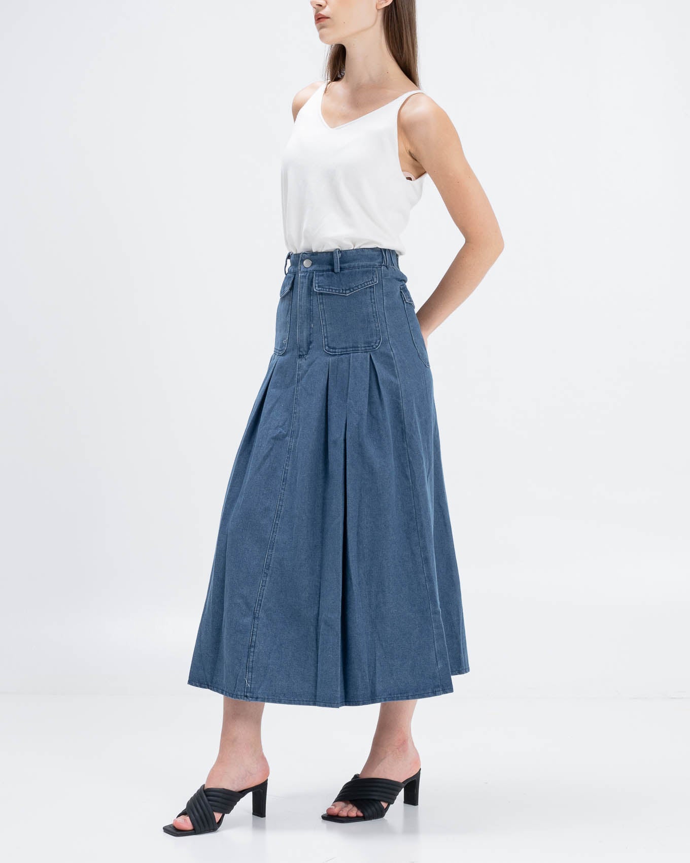 Trisha Boxy Denim Skirt – Rok Denim Casual Wanita - 289927