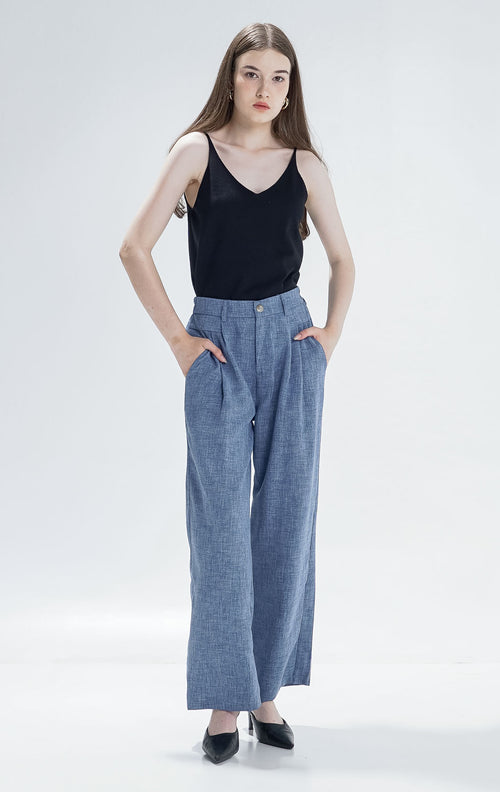 Nolan Textured Denim Pants – Celana Panjang Wanita - 289949