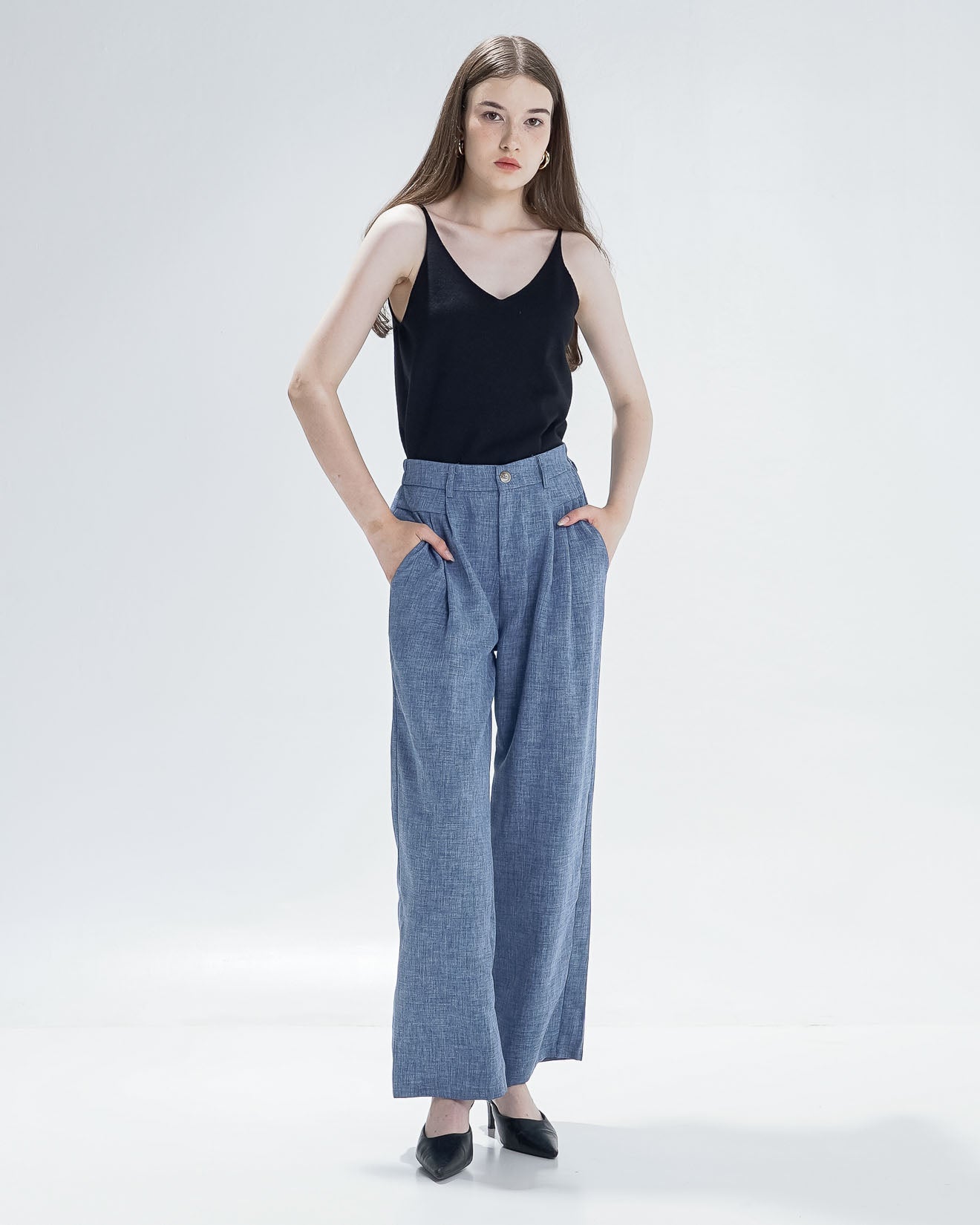 Nolan Textured Denim Pants – Celana Panjang Wanita - 289949