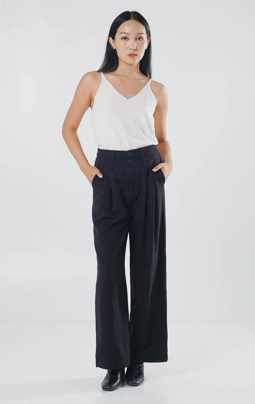 Aiden High Waist Oversized Black Pants – Celana Panjang Formal Wanita - 289959