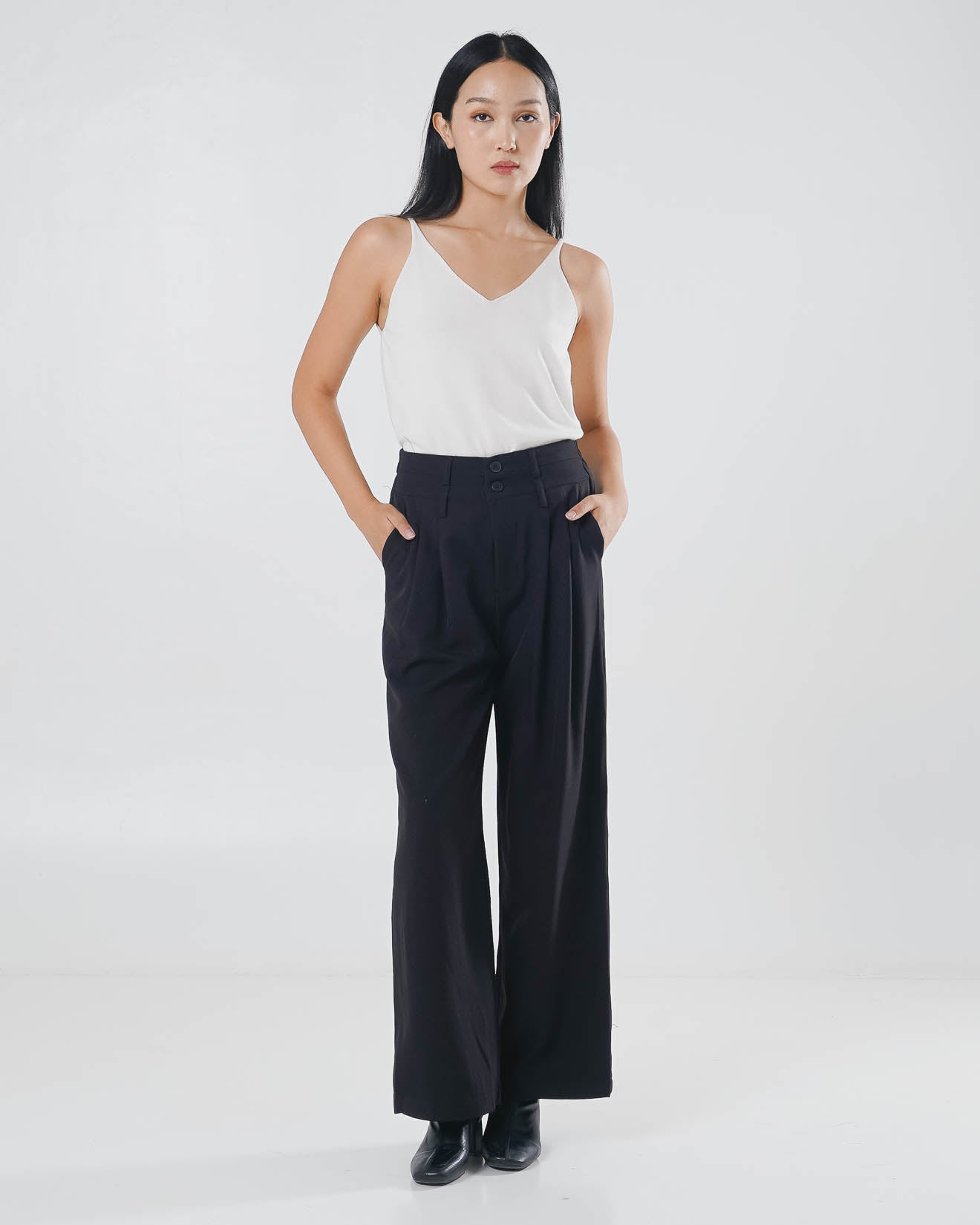 Aiden High Waist Oversized Black Pants – Celana Panjang Formal Wanita - 289959