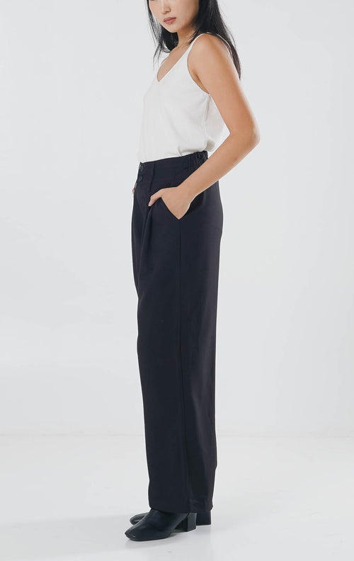 Aiden High Waist Oversized Black Pants – Celana Panjang Formal Wanita - 289959