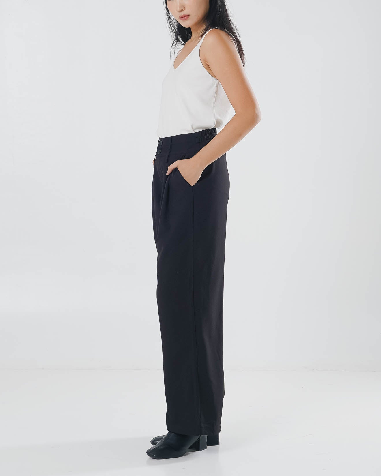 Aiden High Waist Oversized Black Pants – Celana Panjang Formal Wanita - 289959