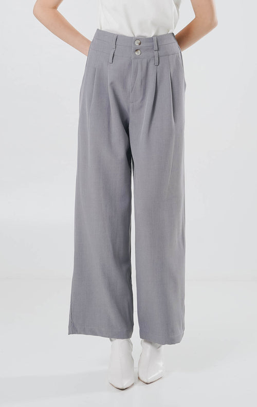 Aiden High Waist Oversized Grey Pants – Celana Panjang Formal Wanita - 289961